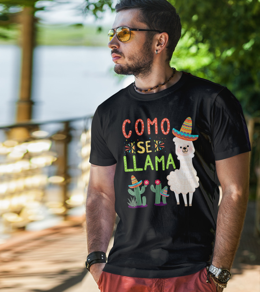 Como Se Llama Sombrero Llama And Cactus Fiesta Cinco De Mayo T-Shirt