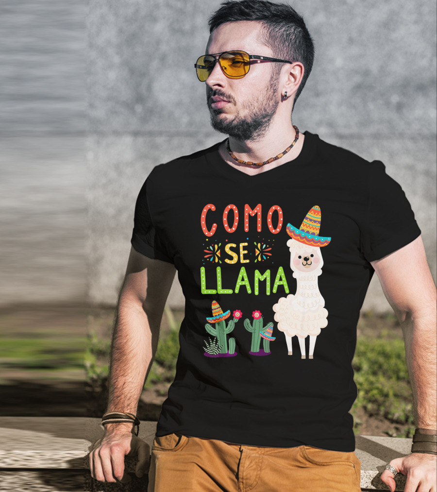 Como Se Llama Sombrero Llama And Cactus Fiesta Cinco De Mayo T-Shirt