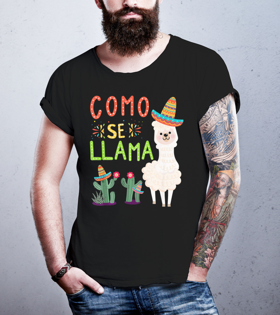 Como Se Llama Sombrero Llama And Cactus Fiesta Cinco De Mayo T-Shirt