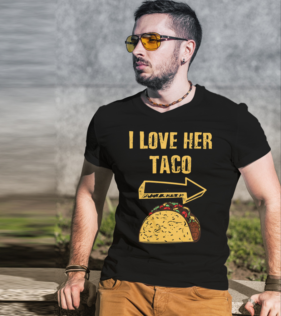I Love Her Taco Arrow Matching Couple Cinc T-Shirt