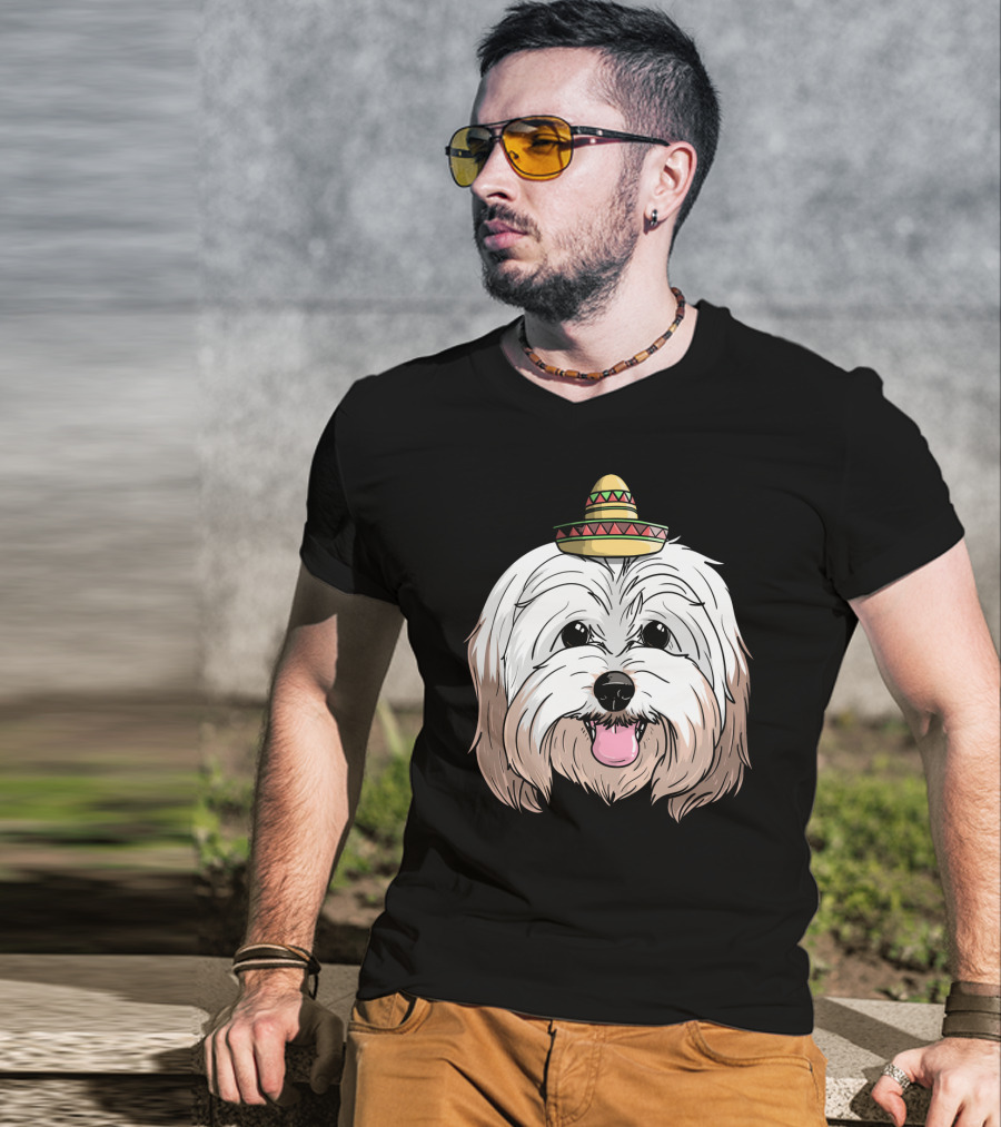 Havanese Dog Sombrero Fiesta Cinco De Mayo T-Shirt