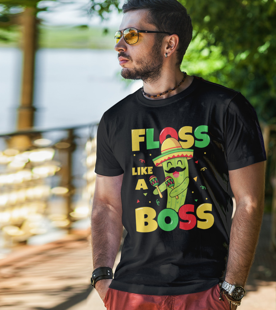 Floss Like A Boss Sombrero Maracas Fiesta Cinco De Mayo Celebrations T-Shirt