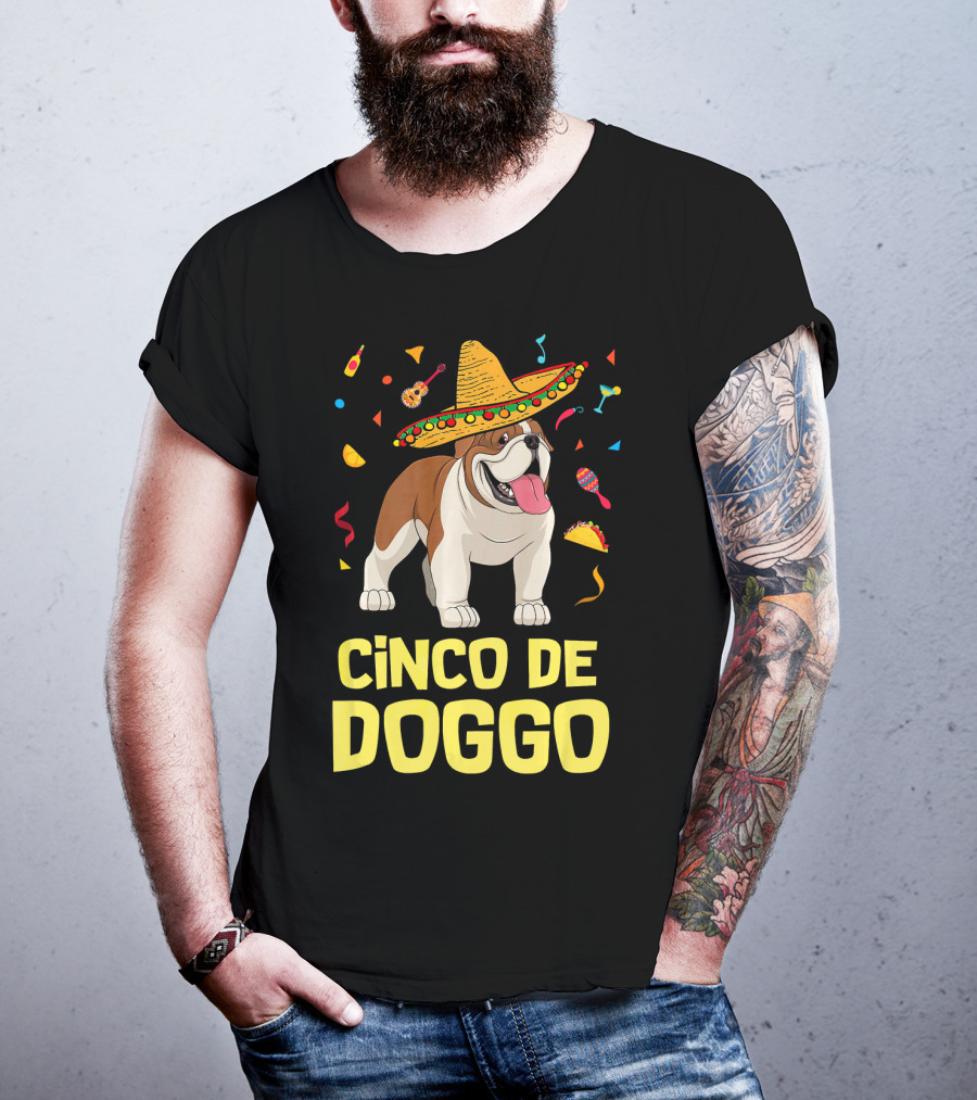 Cinco De Doggo Taco Sombrero English Bulldog T-Shirt