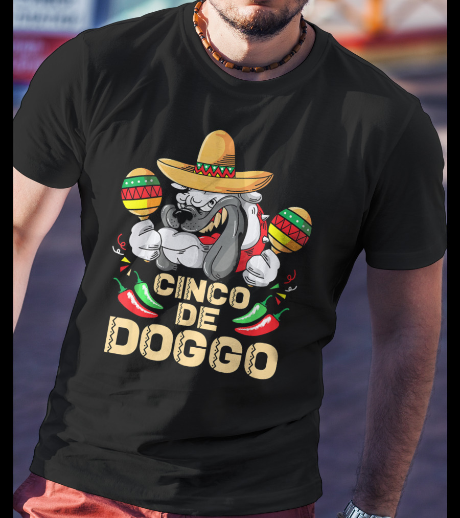 Cinco De Doggo Dog Lover Maracas Sombrero Peppers Cinco De Mayo T-Shirt