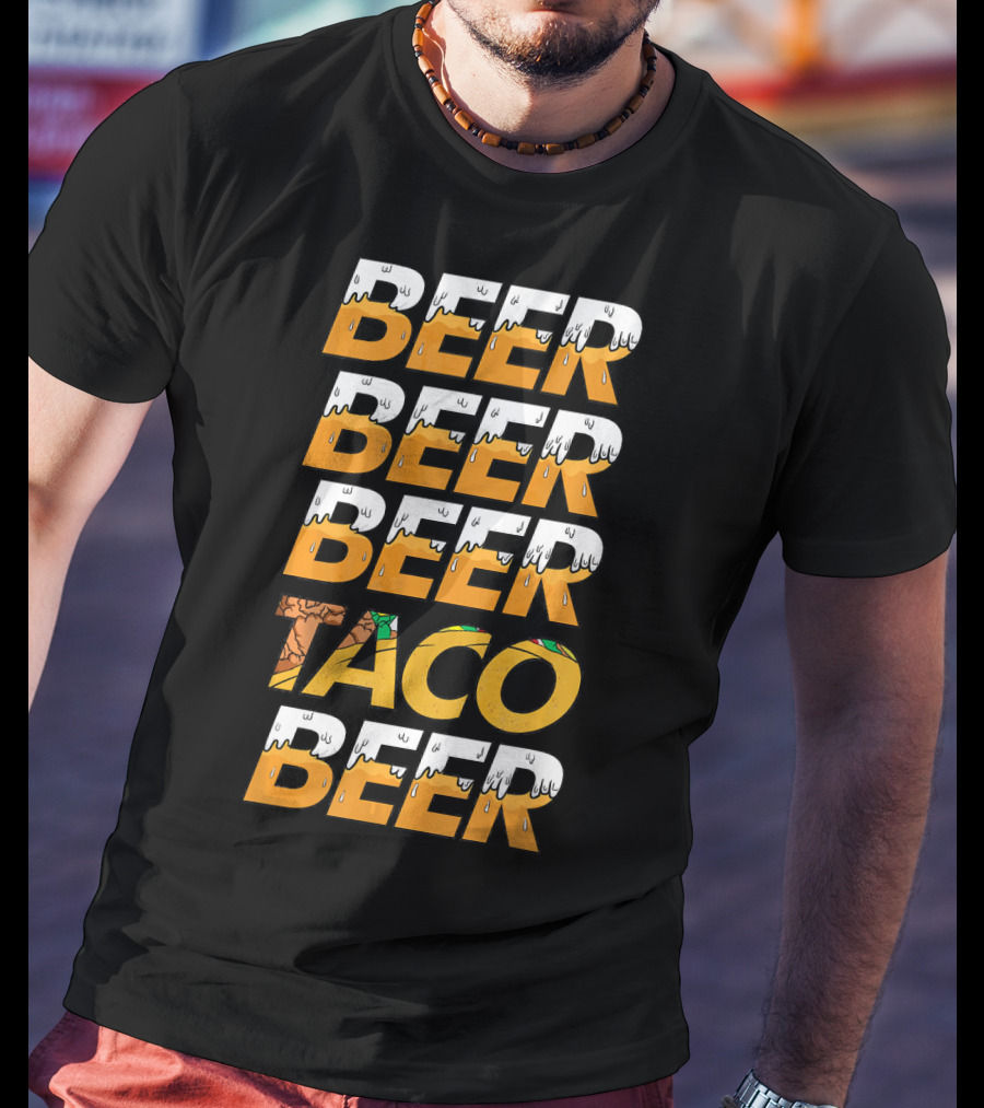 Beer Taco Beer Cinco De Mayo Funny Letter Print T-Shirt