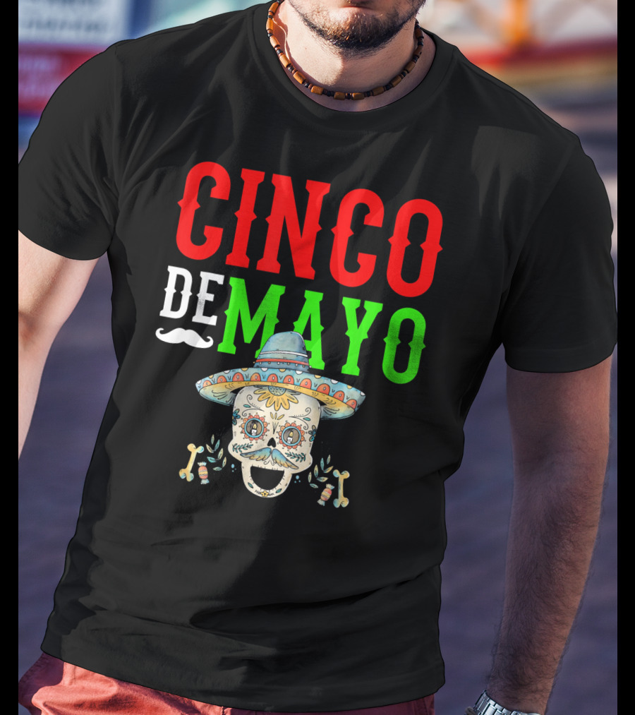 Cinco De Mayo Sugar Skull Sombrero T-Shirt