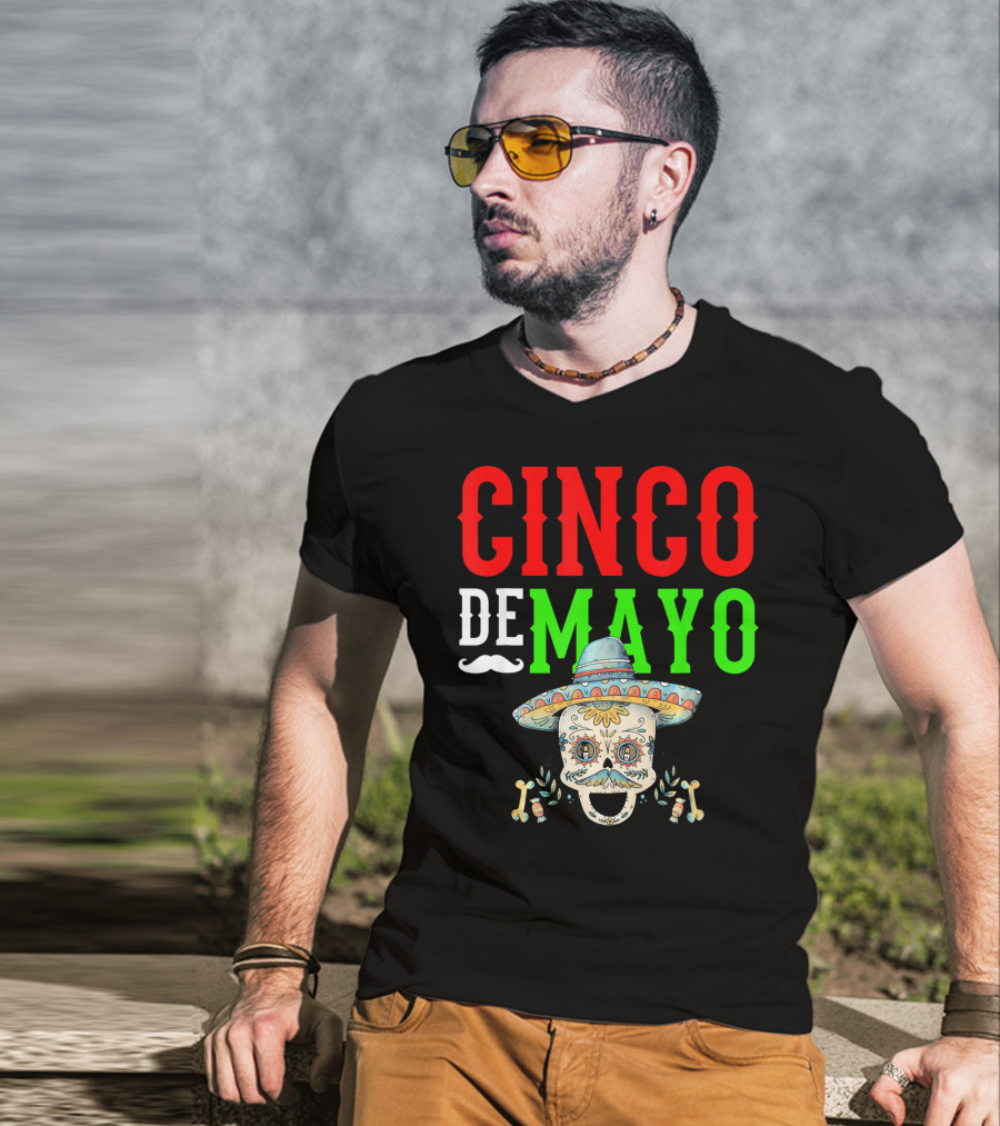 Cinco De Mayo Sugar Skull Sombrero T-Shirt