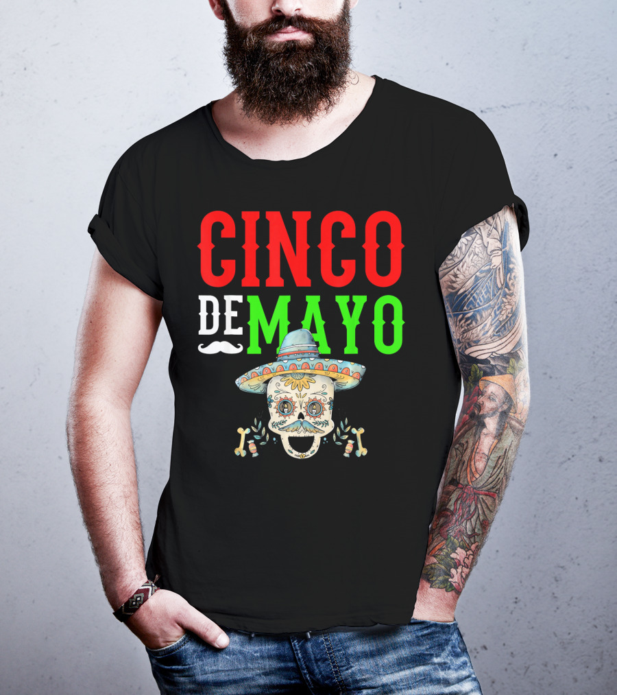 Cinco De Mayo Sugar Skull Sombrero T-Shirt