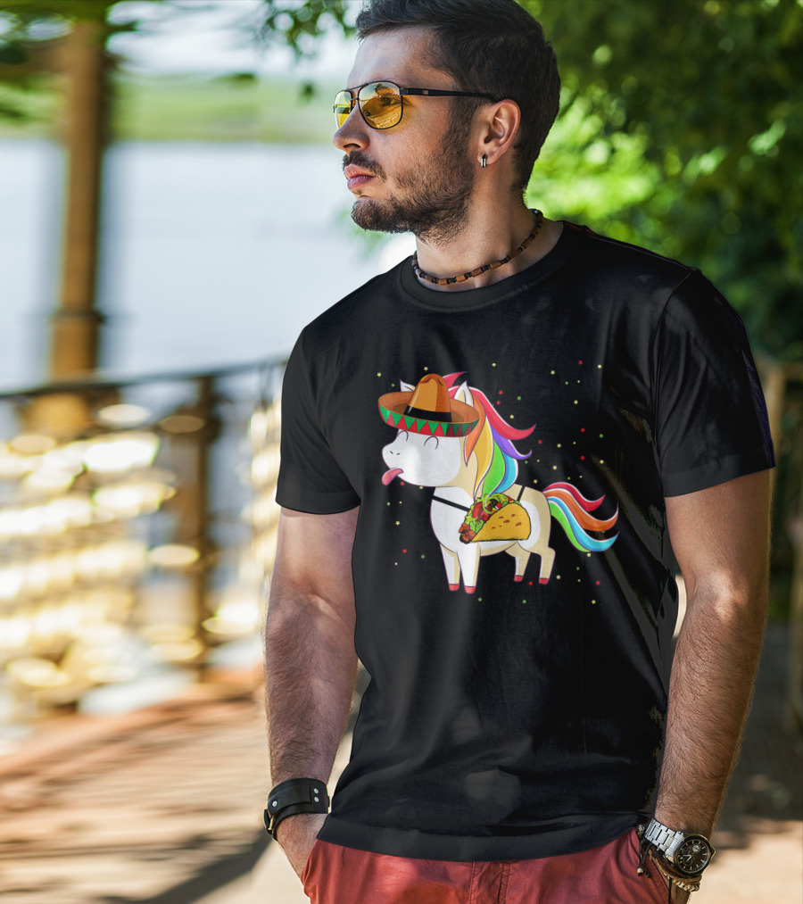 Sombrero Taco Unicorn Cinco De Mayo T-Shirt