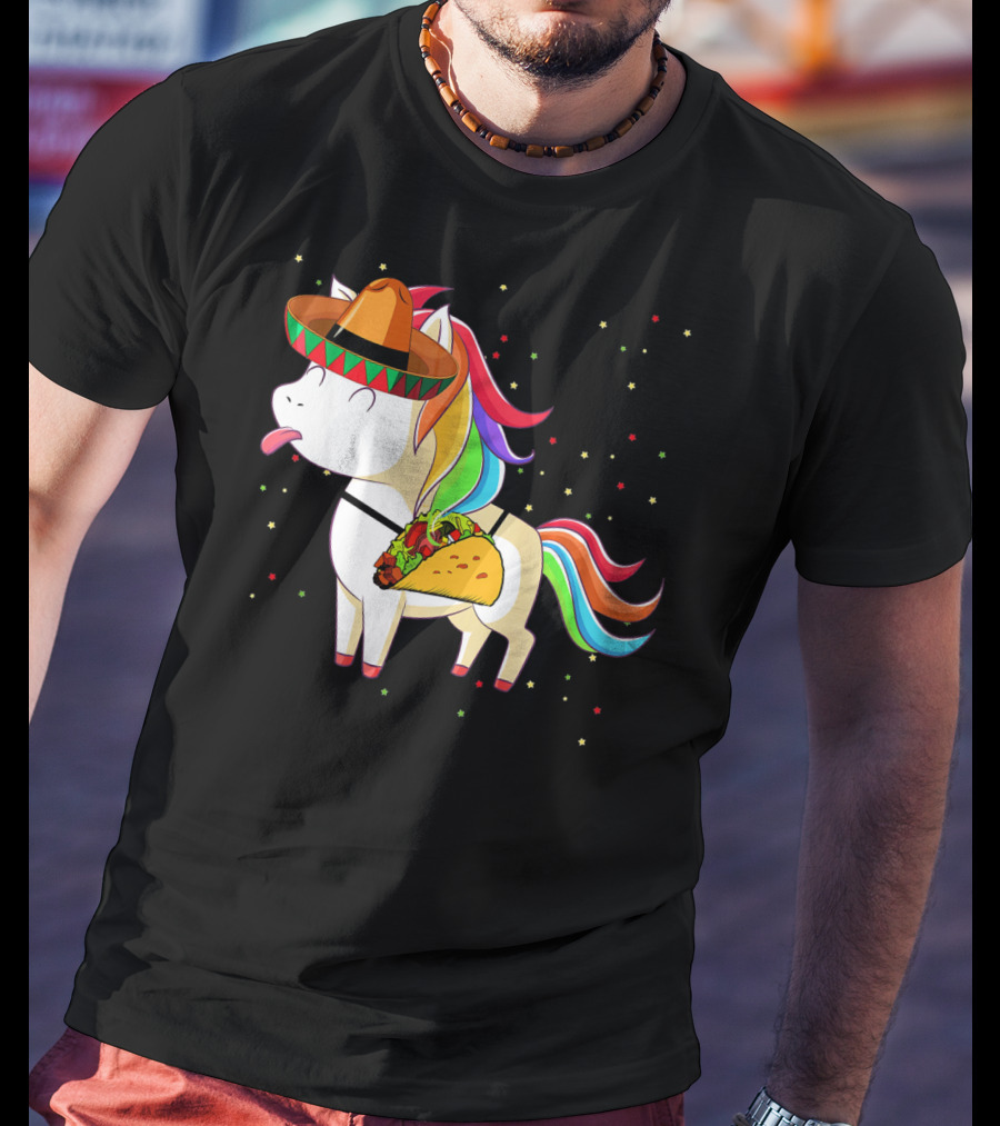 Sombrero Taco Unicorn Cinco De Mayo T-Shirt