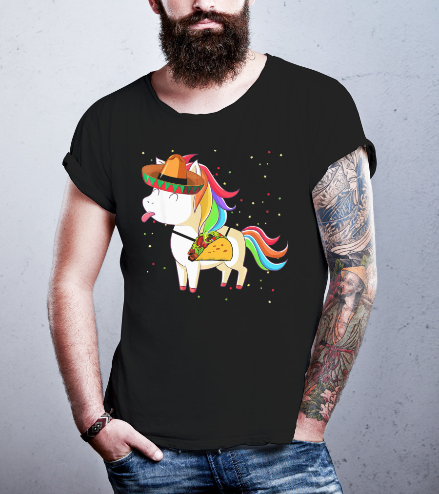 Sombrero Taco Unicorn Cinco De Mayo T-Shirt