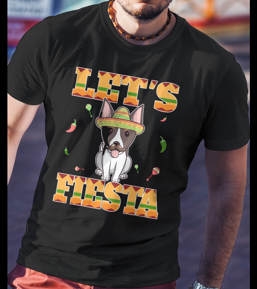 Let's Fiesta Rat Terrier Dog Cinco DE Mayo With Sombrero And Maracas T-Shirt