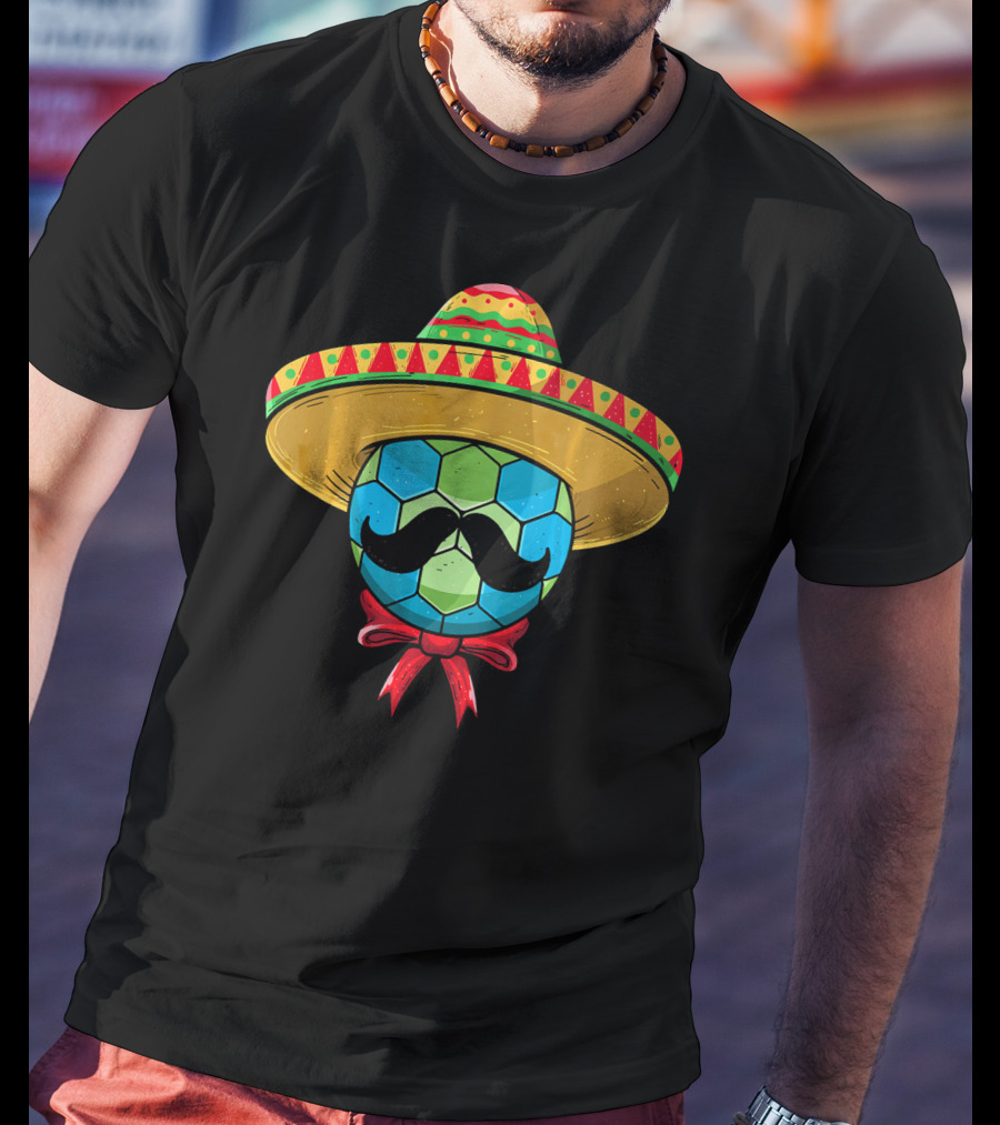 Cinco De Mayo Mexican Sombrero Mustache Handball T-Shirt