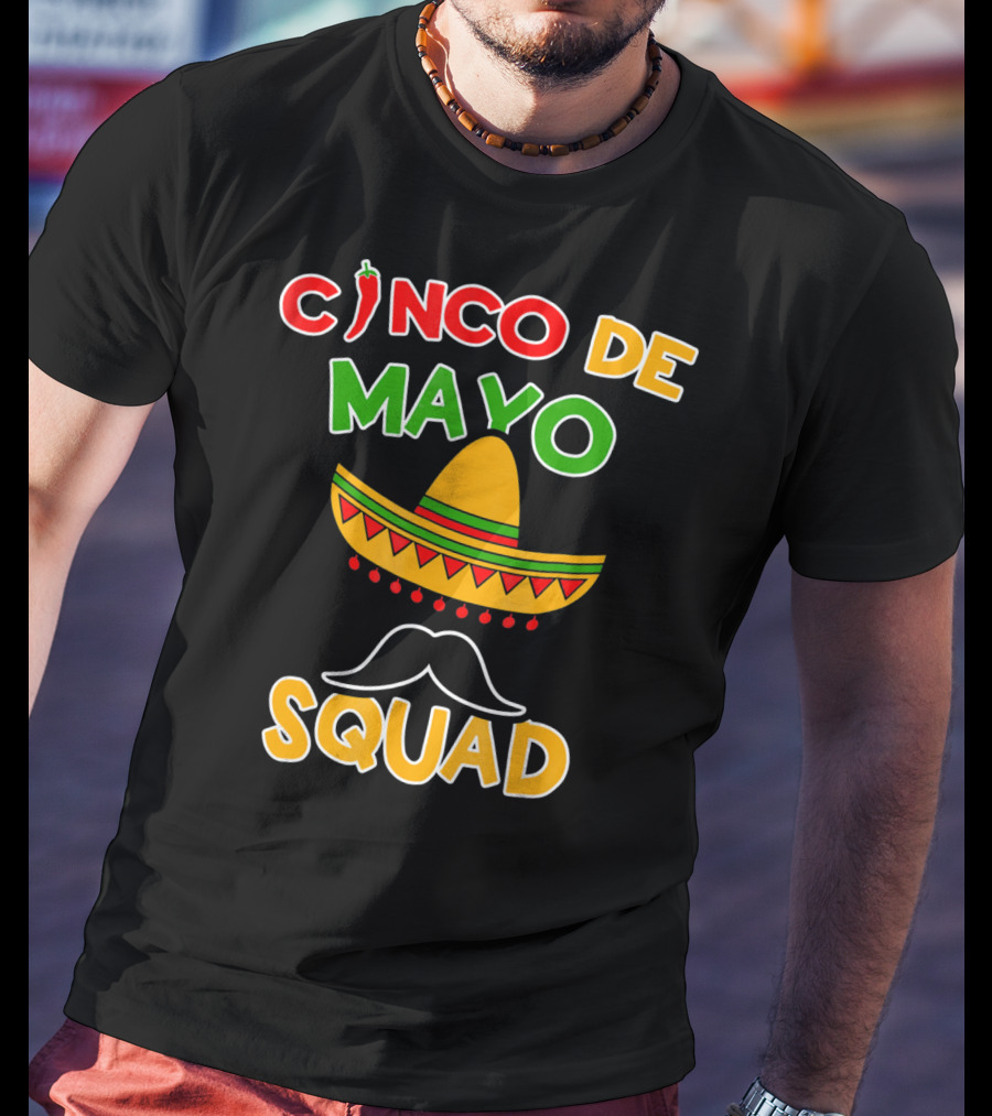 Cinco De Mayo Squad Sombrero Mustache Pepper Fiesta T-Shirt