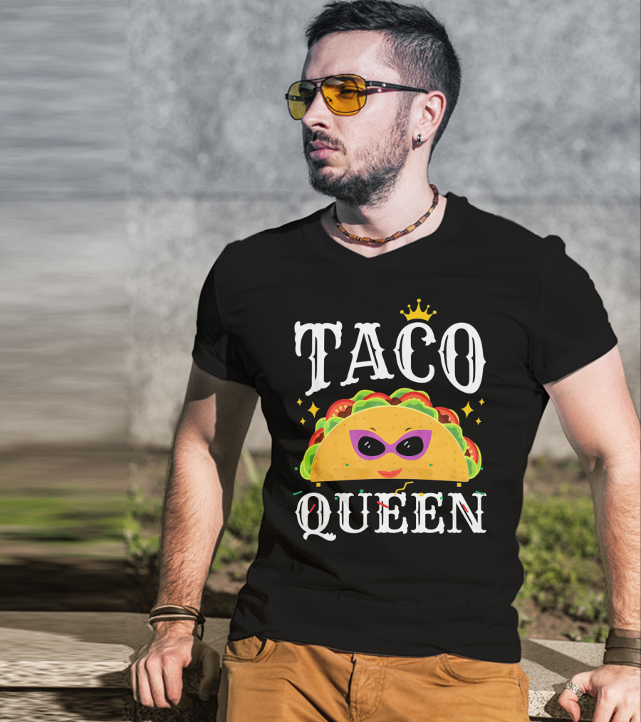 Taco Queen Cinco De Mayo Crown And Sunglasses T-Shirt