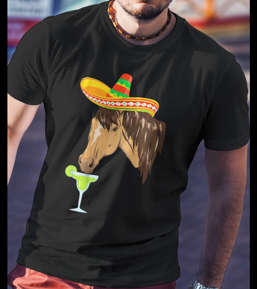Cute Horse Sombrero Margarita Cinco De Mayo T-Shirt