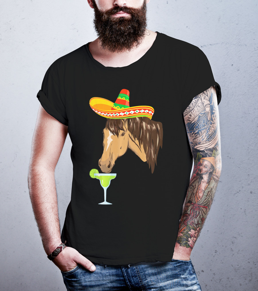 Cute Horse Sombrero Margarita Cinco De Mayo T-Shirt
