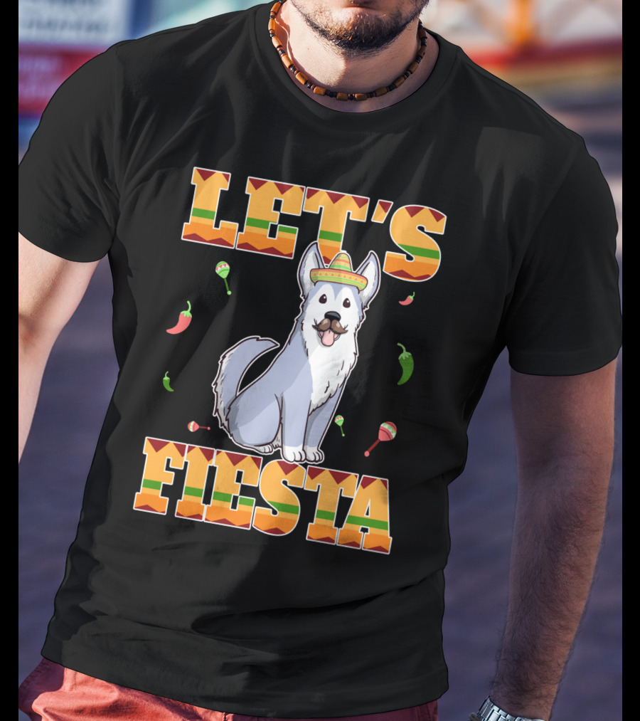 Let's Fiesta Husky Dog Sombrero Cinco De Mayo T-Shirt