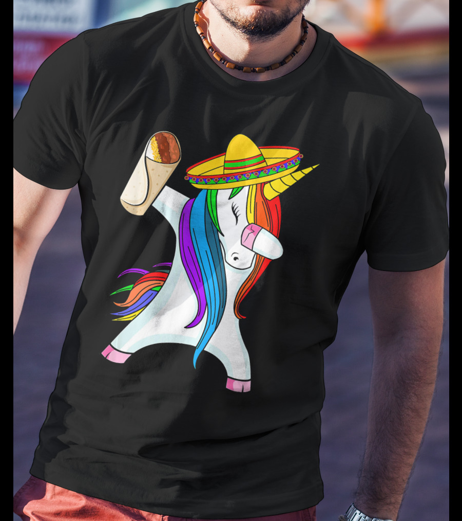 Cinco De Mayo Dabbing Unicorn Sombrero Burrito T-Shirt