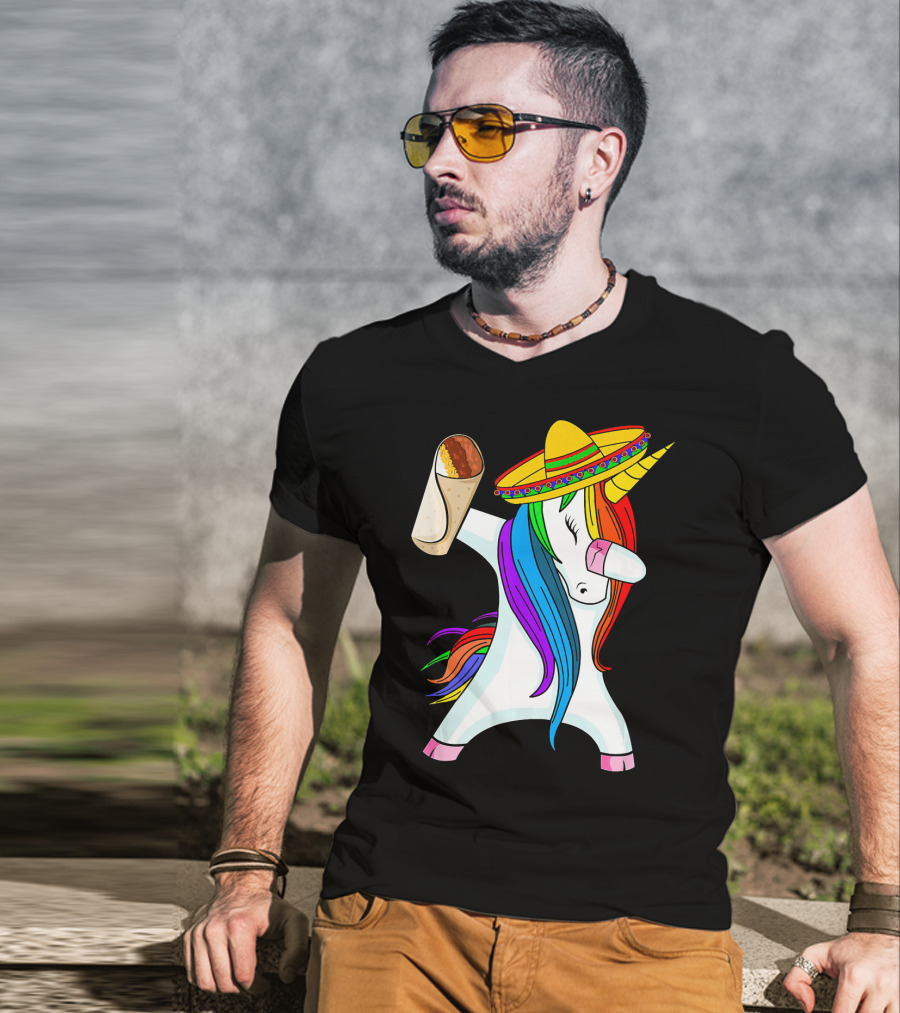 Cinco De Mayo Dabbing Unicorn Sombrero Burrito T-Shirt