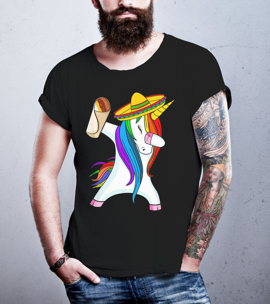 Cinco De Mayo Dabbing Unicorn Sombrero Burrito T-Shirt