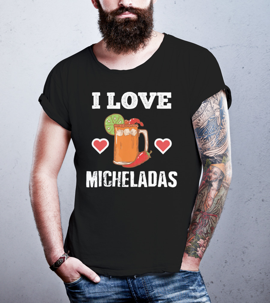 Cinco De Mayo I Love Micheladas Hearts Lime Pepper T-Shirt