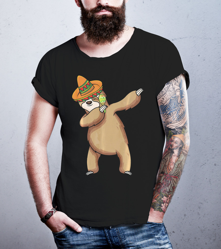 Dabbing Sloth Sombrero Cinco De Mayo Dance T-Shirt