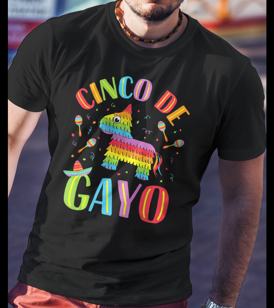 Cinco De Gayo Rainbow Pinata Maracas Fiesta T-Shirt