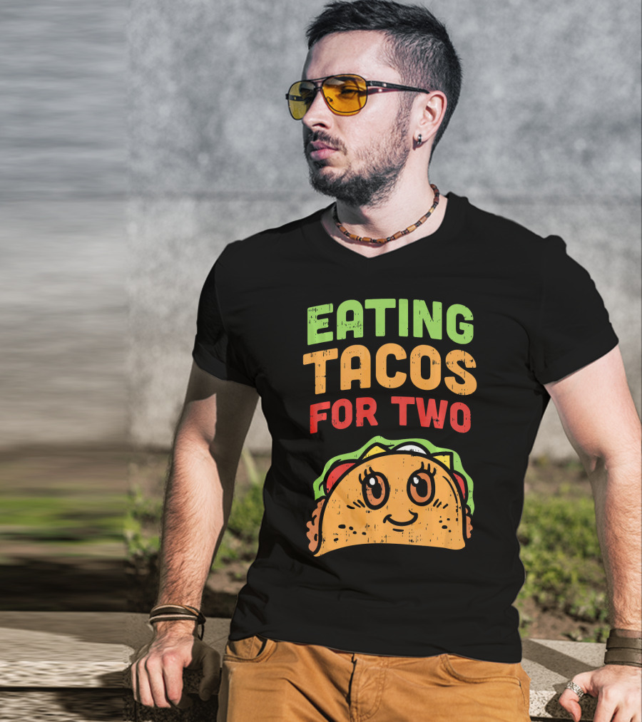 Eating Tacos For Two Cute Taco Character Pregnancy Announcement T-Shirt