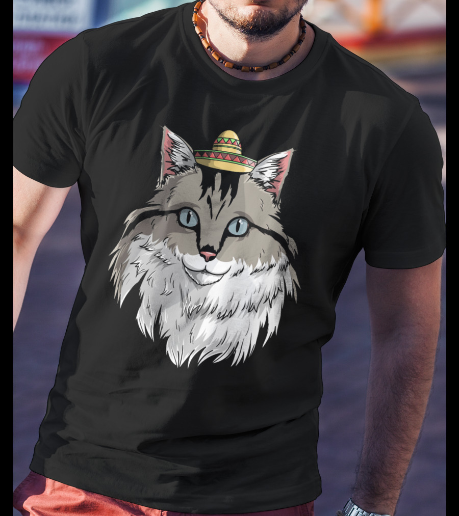 Maine Coon Cat Sombrero Fiesta Cinco De Mayo T-Shirt