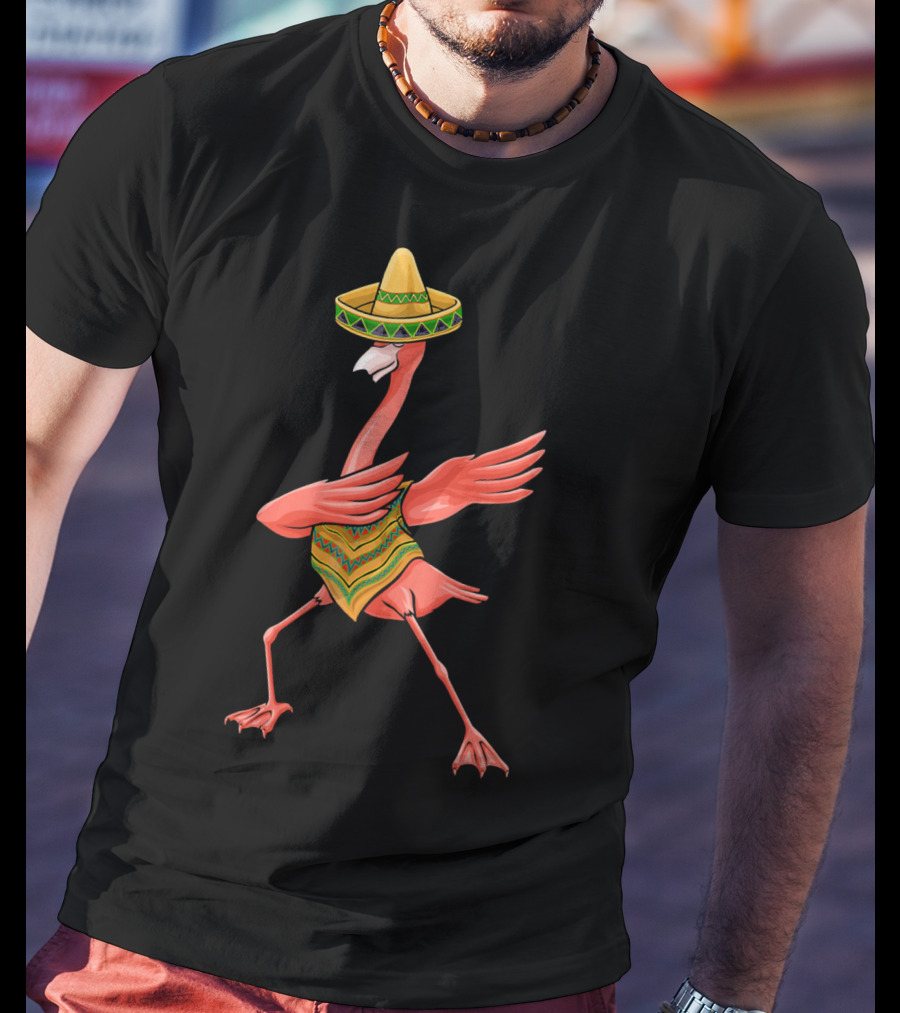Cinco De Mayo Flamingo Dabbing Dab Sombrero T-Shirt