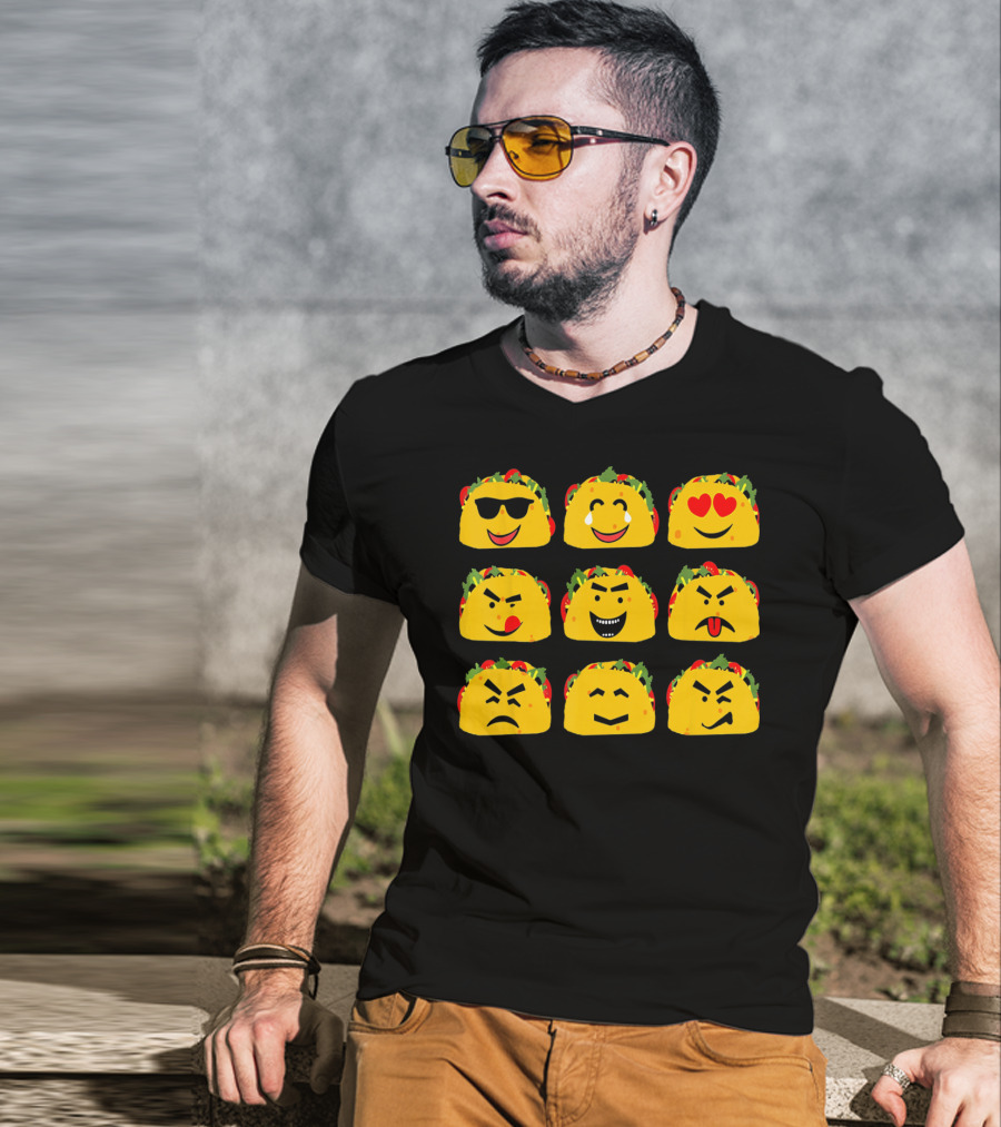 Cinco De Mayo Taco Emoji Faces Mexican Fun T-Shirt