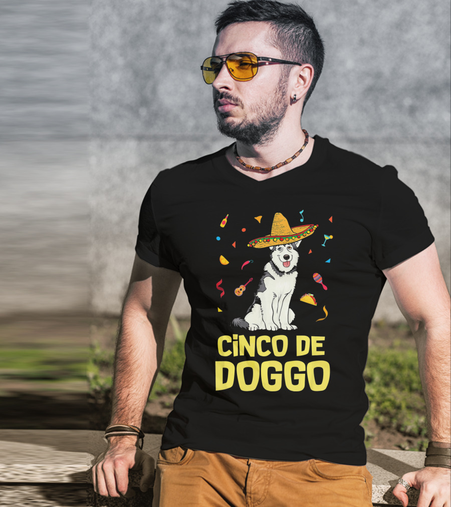 Cinco De Doggo Funny Taco Sombrero Husky T-Shirt