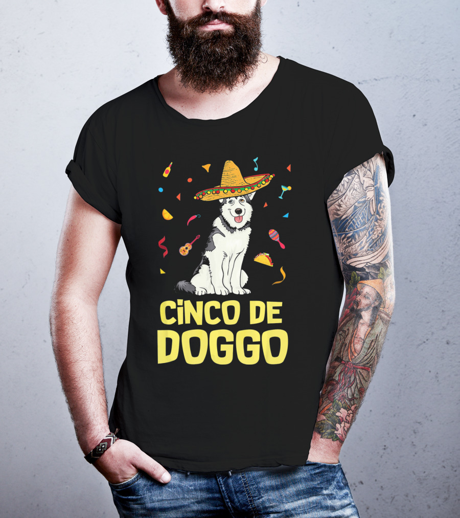 Cinco De Doggo Funny Taco Sombrero Husky T-Shirt