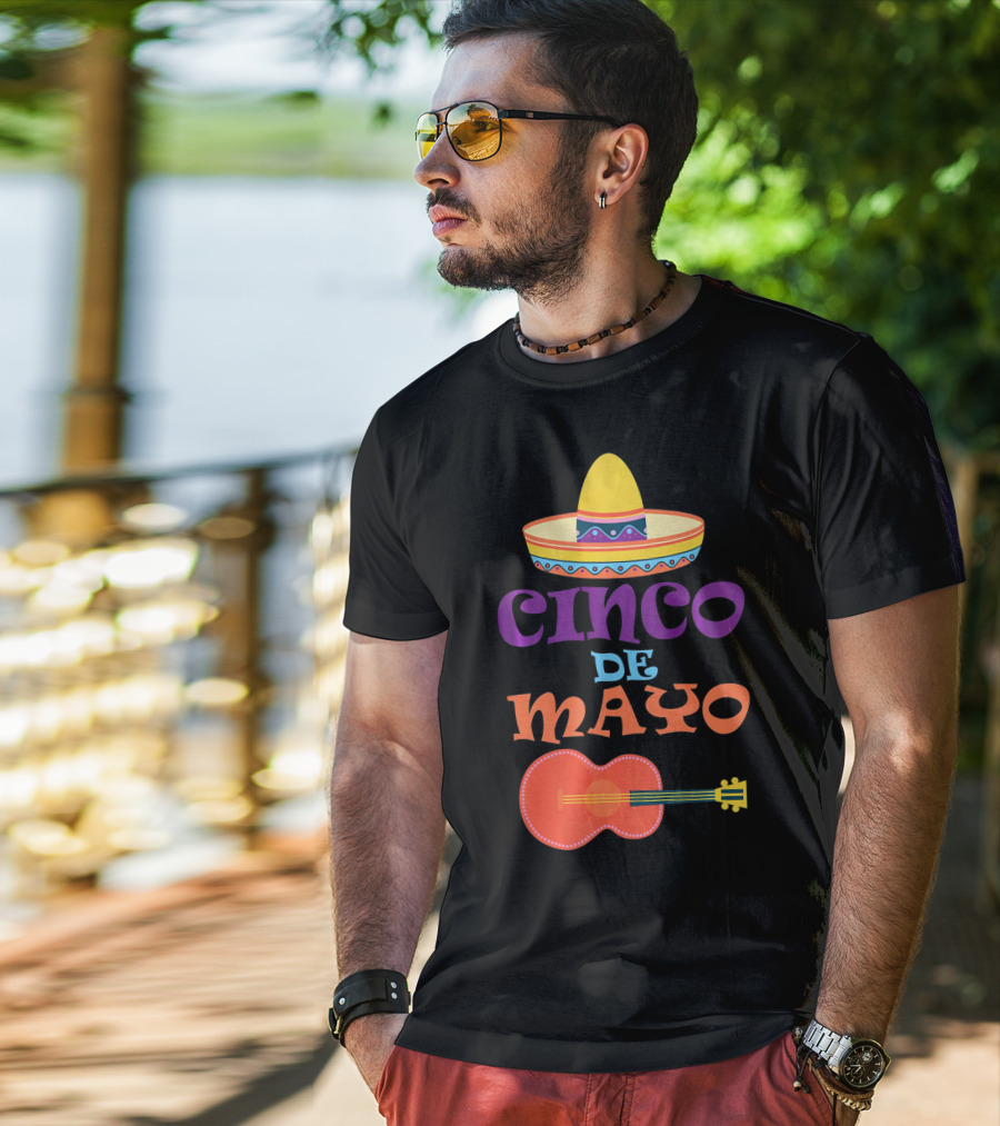Cinco De Mayo Fiesta Sombrero And Guitar T-Shirt