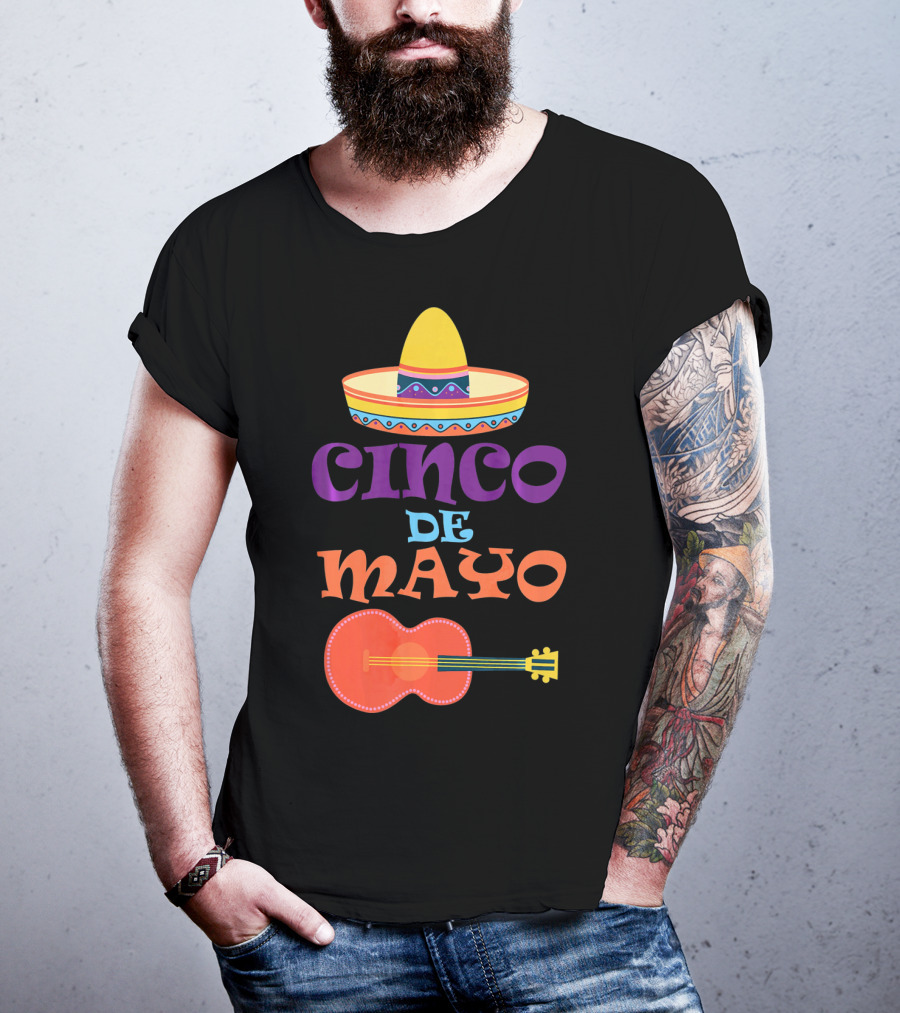 Cinco De Mayo Fiesta Sombrero And Guitar T-Shirt