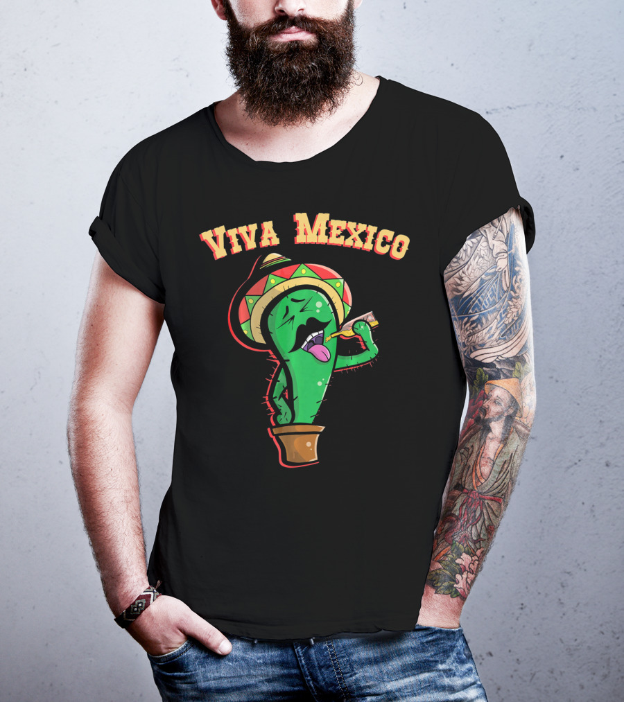 Viva Mexico Cactus Mustache Sombrero T-Shirt