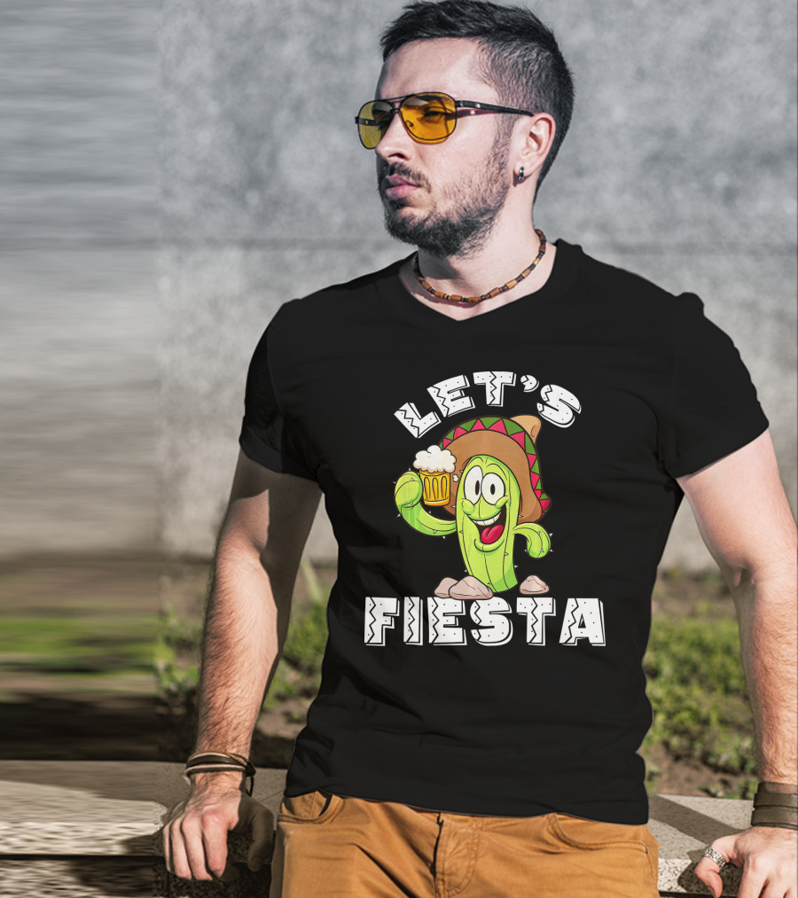 Let's Fiesta Cactus Sombrero Beer T-Shirt