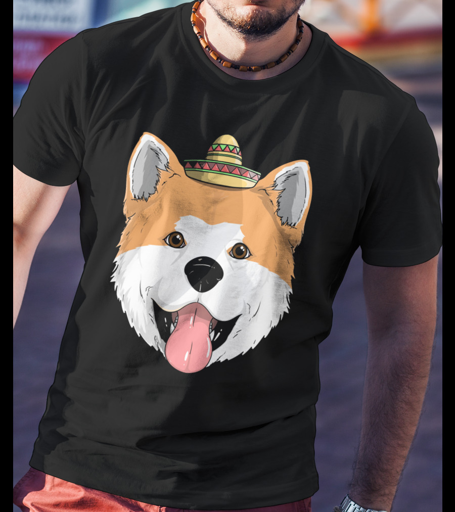 Akita Dog Sombrero Cinco De Mayo Fiesta T-Shirt