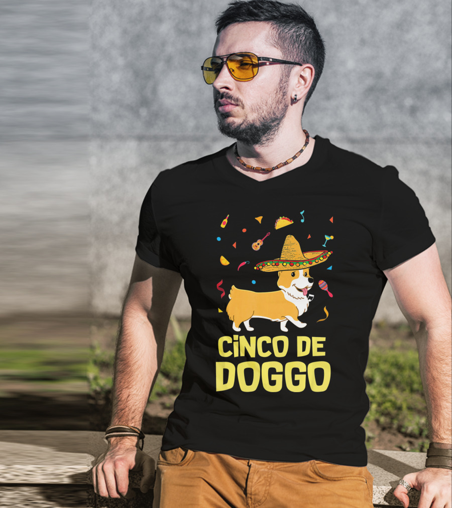 Cinco De Doggo Funny Taco Sombrero Corgi T-Shirt