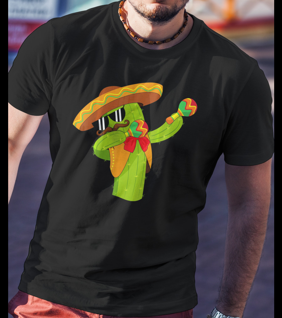 Cinco De Mayo Dabbing Cactus Sombrero Maracas T-Shirt