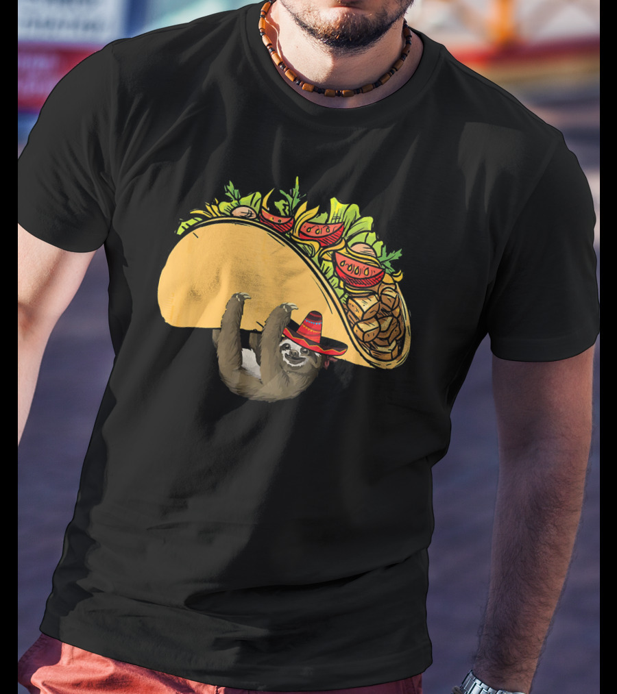 Cinco De Mayo Sloth Sombrero Taco Fiesta T-Shirt