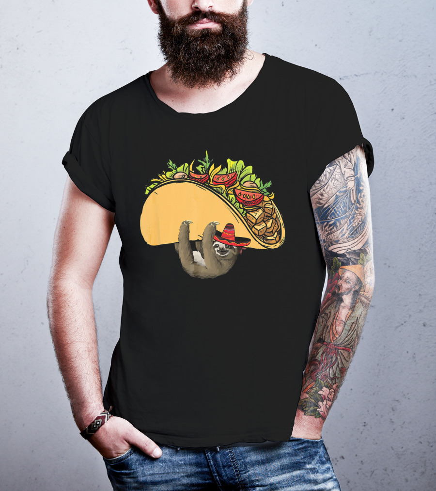 Cinco De Mayo Sloth Sombrero Taco Fiesta T-Shirt