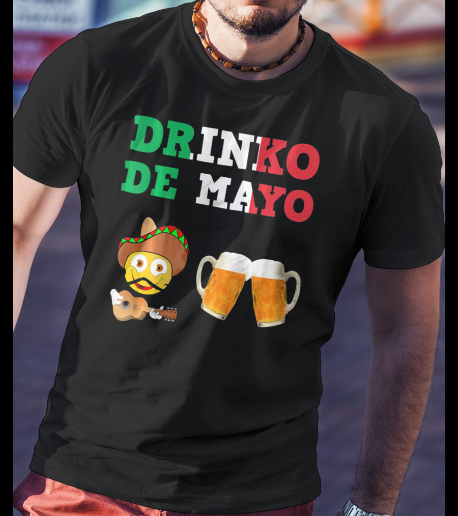 Drinko De Mayo Sombrero Guitar Emoji Beer Mugs T-Shirt