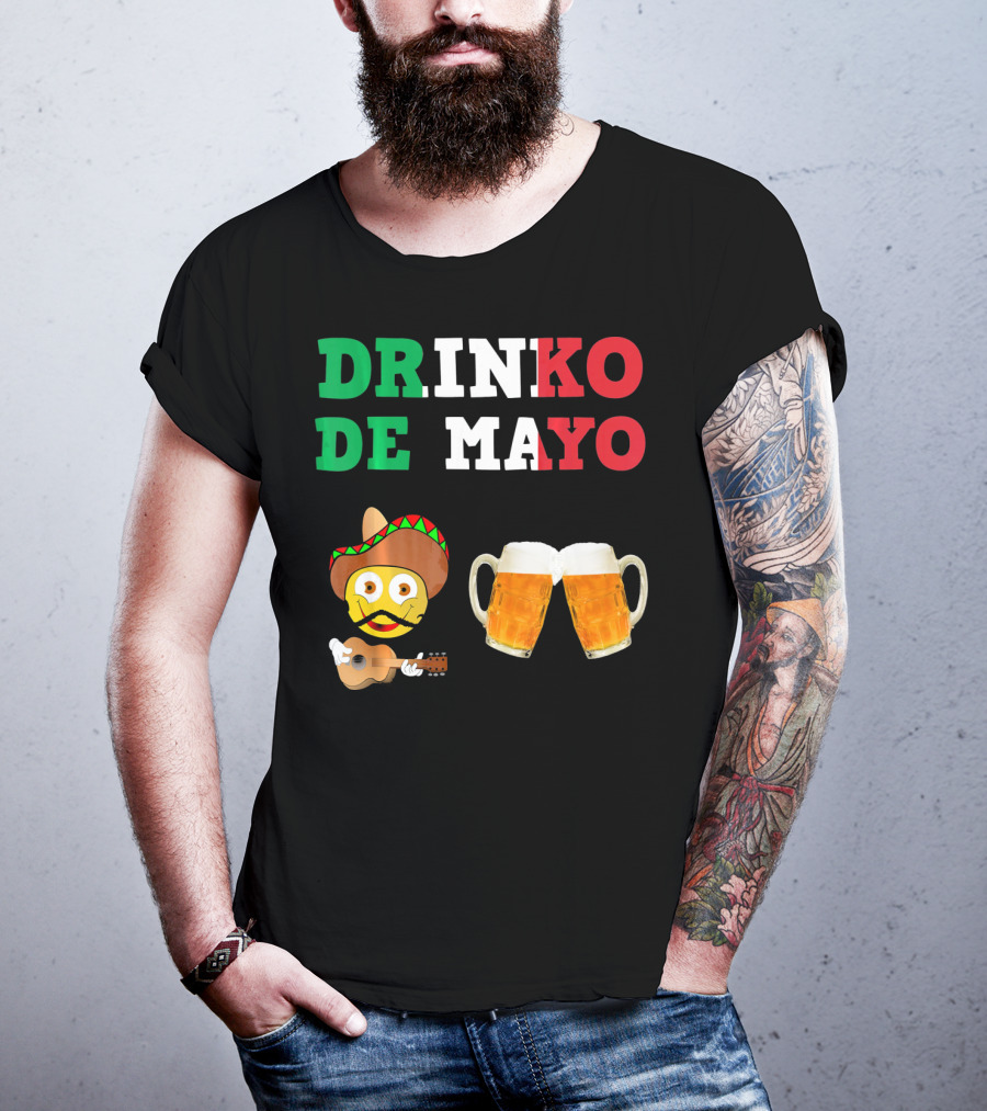 Drinko De Mayo Sombrero Guitar Emoji Beer Mugs T-Shirt
