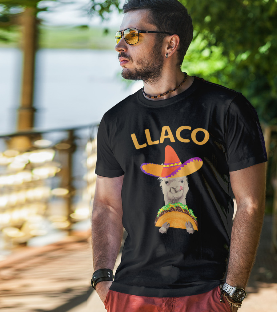 LLACO Llama Taco Sombrero Funny Cinco De Mayo T-Shirt