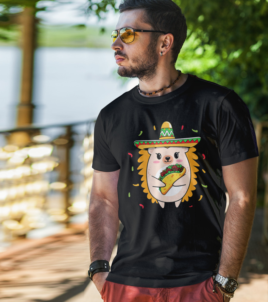 Hedgehog Sombrero Taco Cinco De Mayo Mom Hedgie T-Shirt