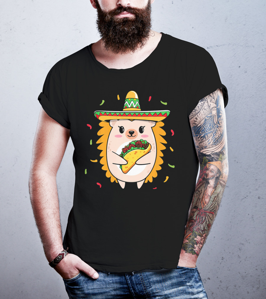 Hedgehog Sombrero Taco Cinco De Mayo Mom Hedgie T-Shirt