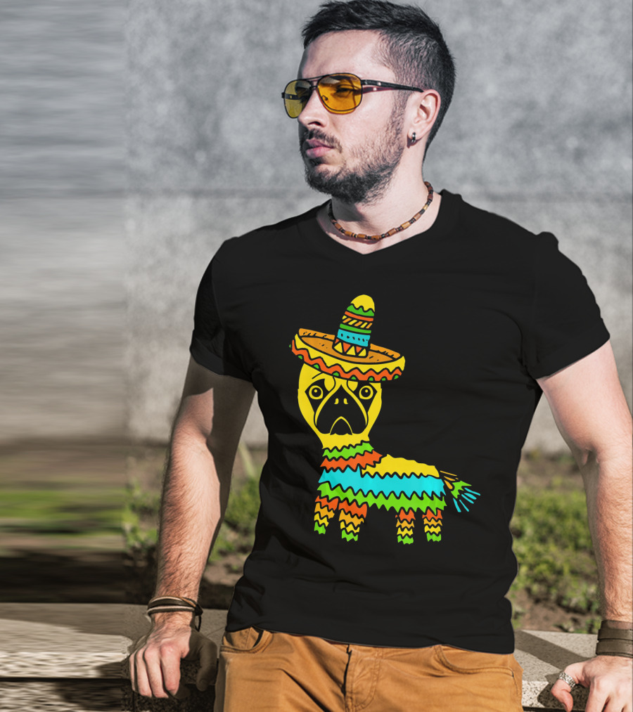 Cinco De Mayo Pug Pinata Wearing Sombrero T-Shirt