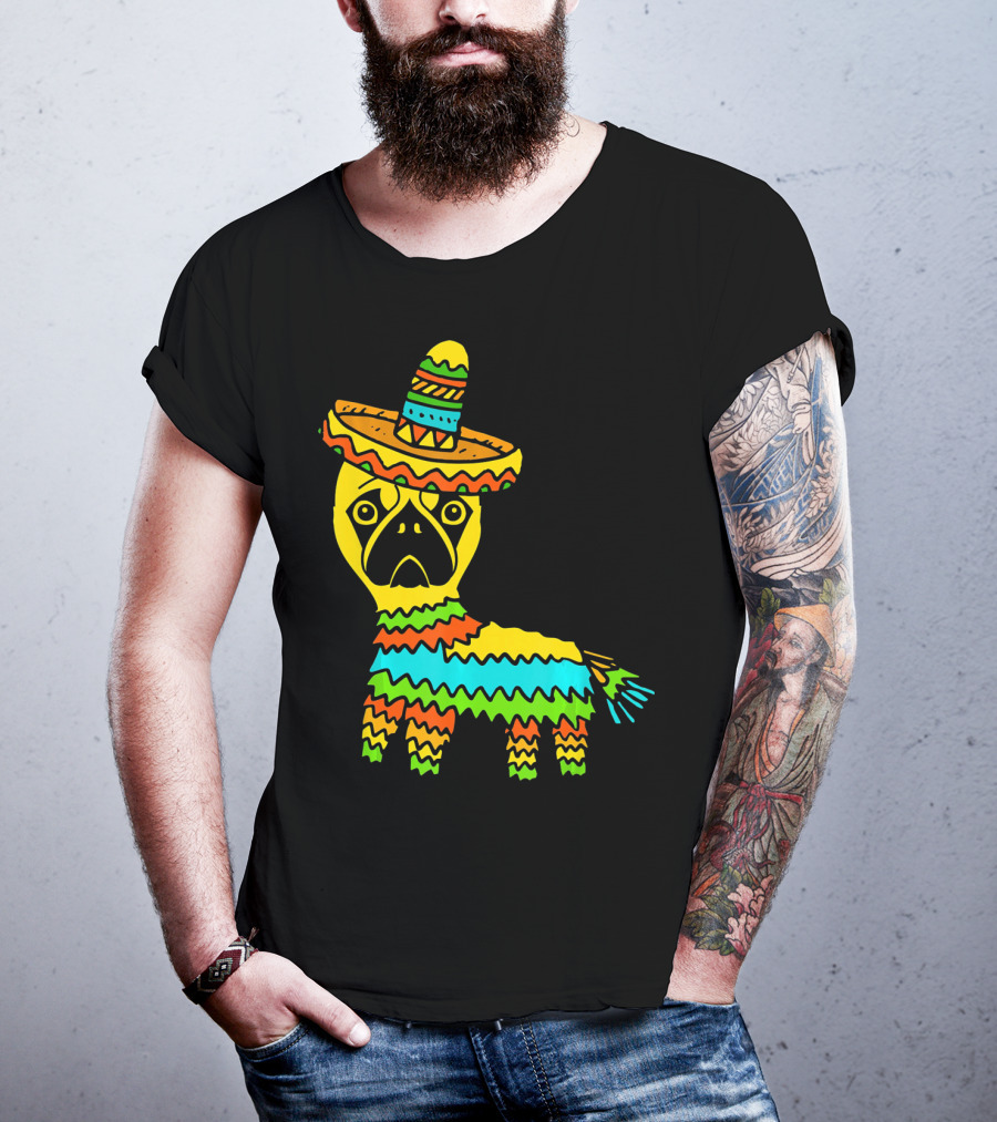 Cinco De Mayo Pug Pinata Wearing Sombrero T-Shirt